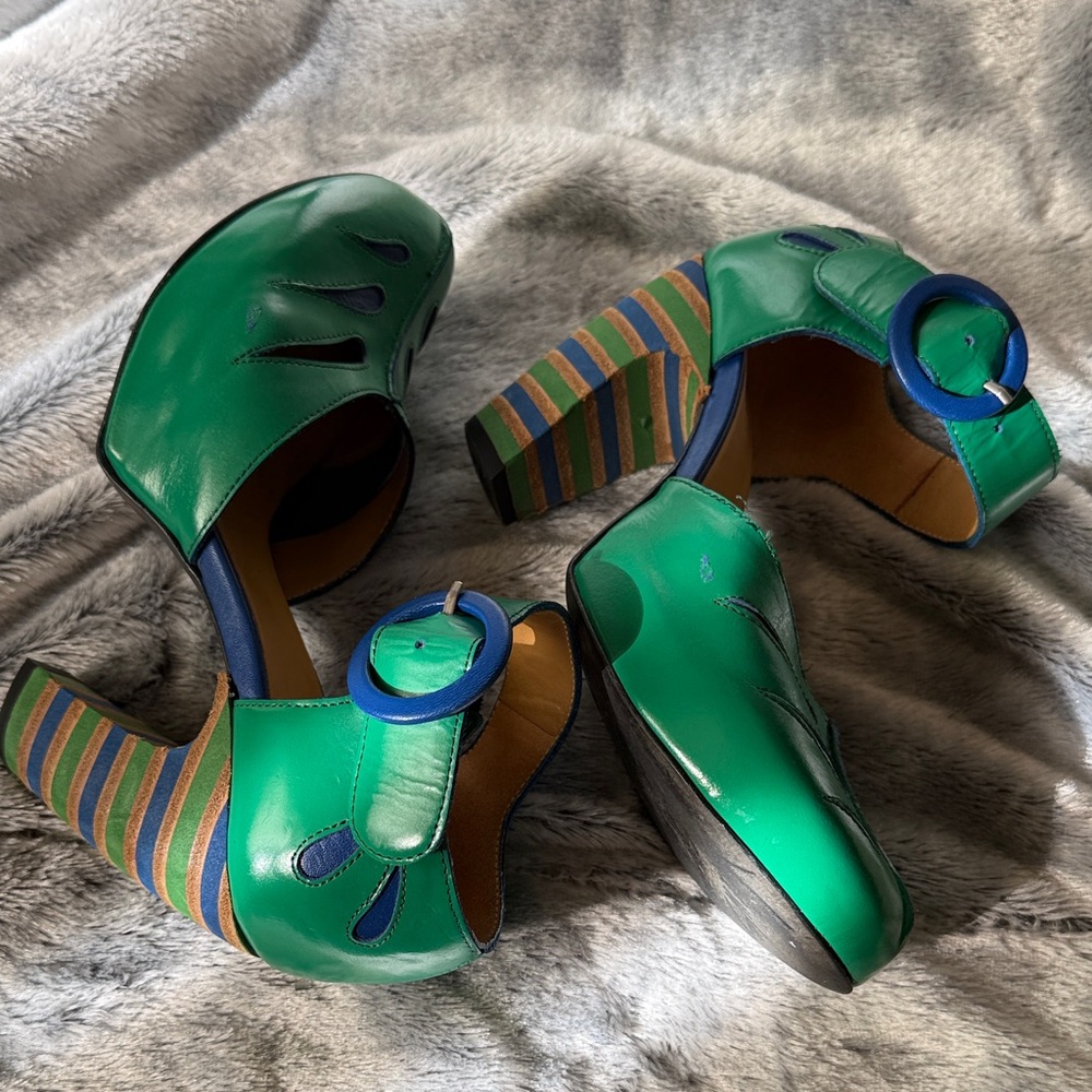 Size 6 Fluevog Green Maier Platform Heels - Picture 6 of 9